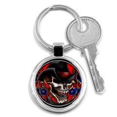 Confederate Flag Usa America United States Csa Civil War Rebel Dixie Military Poster Skull Key Chain (round) by Ket1n9