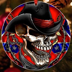 Confederate Flag Usa America United States Csa Civil War Rebel Dixie Military Poster Skull Uv Print Acrylic Ornament Round by Ket1n9