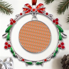 Diamond Dollar Sign Pattern Metal X mas Wreath Ribbon Ornament by ExtraAwesomeSauce