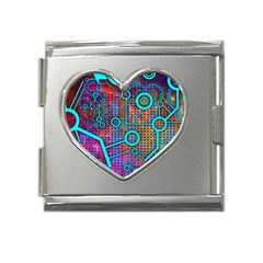 Abstract Tech Galaxy Design Mega Link Heart Italian Charm (18mm) by ExtraAwesomeSauce