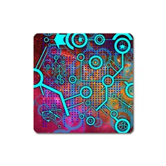 Abstract Tech Galaxy Design Square Magnet by ExtraAwesomeSauce