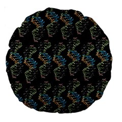 Multicolored Dna Strand Art Large 18  Premium Round Cushions by ExtraAwesomeSauce