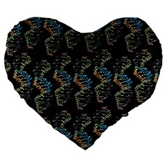 Multicolored Dna Strand Art Large 19  Premium Heart Shape Cushions by ExtraAwesomeSauce