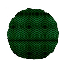 Green Diamond Grid Pattern Standard 15  Premium Round Cushions by ExtraAwesomeSauce