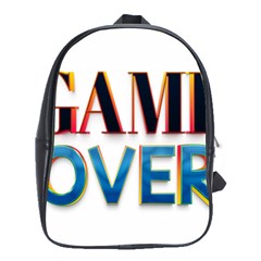 Game Over Text Design  School Bag (large) by 7223056