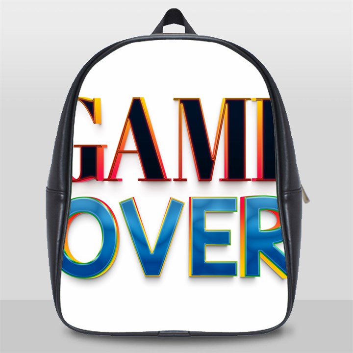 Game Over Text Design  School Bag (Large)