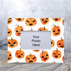 Orange Carved Pumpkins, Adoxali, Halloween White Tabletop Photo Frame 4 x6  by kyorashop23