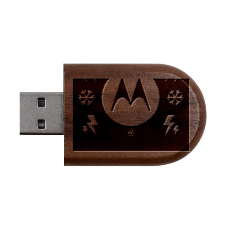 Ugly Sweater Moto, Motorola, Wood Oval USB Flash Drive