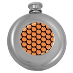 Black And Orange Pumpkin Round Hip Flask (5 oz) Front