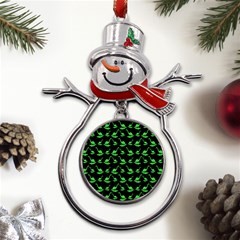 Green Neon Dinos Metal Snowman Ornament by ConteMonfrey