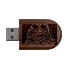 Cats Are Cooler Cat In Glasses Wood Oval Usb Flash Drive by ConteMonfrey