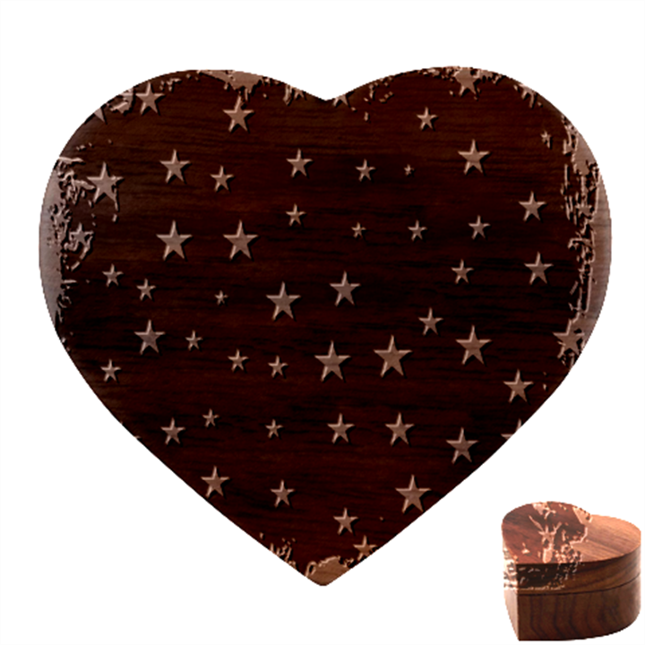 Little Stars Pattern Heart Wood Jewelry Box