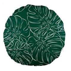 Tropical Green Monstera  Large 18  Premium Flano Round Cushions by ConteMonfrey