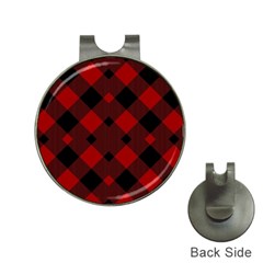 Red Diagonal Plaid Big Hat Clips With Golf Markers by ConteMonfrey