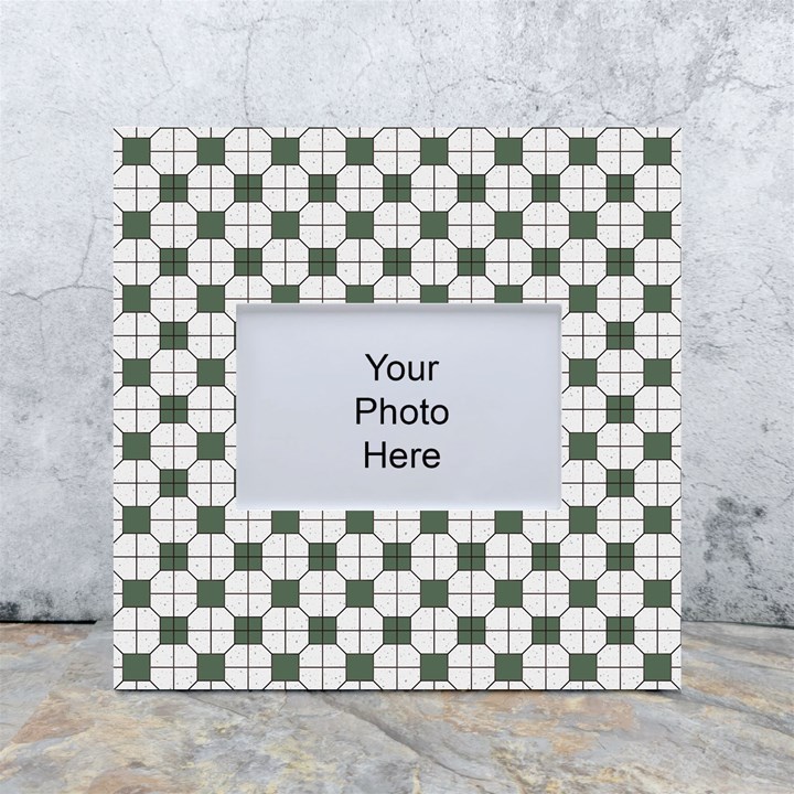 Retro Traditional Vintage Geometric Flooring Green White Box Photo Frame 4  x 6 