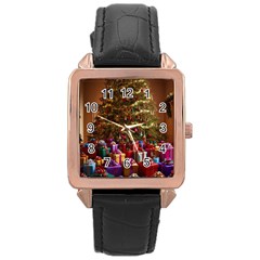 Merry Christmas Rose Gold Leather Watch  by favoritechios