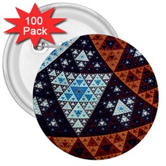 Fractal Triangle Geometric Abstract Pattern 3  Buttons (100 Pack)  by Cemarart