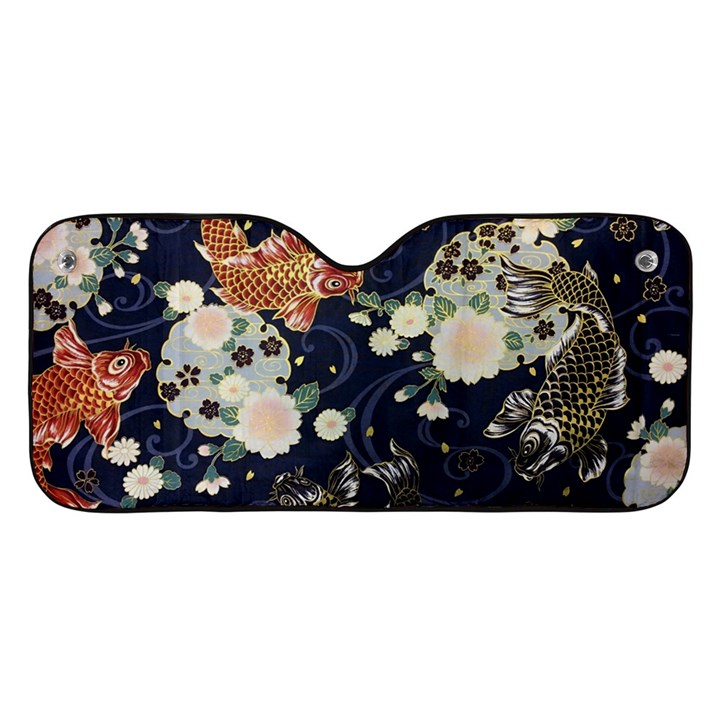 Japanese Wave Koi Illustration Pattern Car Windshield Sunshade