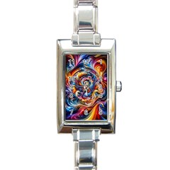 Dynamic Color Vortex Rectangle Italian Charm Watch by ExtraAwesomeSauce