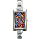 Dynamic Color Vortex Rectangle Italian Charm Watch Front