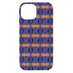 Bitcoin Logo Pattern Iphone 15 Black Uv Print Pc Hardshell Case by ExtraAwesomeSauce