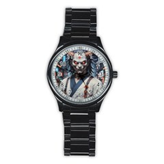 Demon Samurai Stainless Steel Round Watch by AwesomeSauce