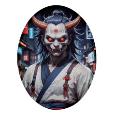 Demon Samurai Oval Glass Fridge Magnet (4 Pack) by AwesomeSauce