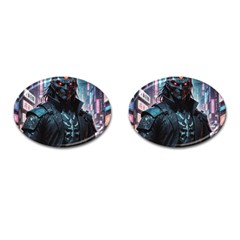 Cyberpunk Demon Samurai Cufflinks (oval) by AwesomeSauce