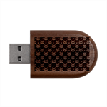 Calavera Cat Art Pattern Wood Oval USB Flash Drive USB