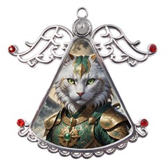 Epic Armored Cat Warrior Metal Angel With Crystal Ornament by ExtraAwesomeSauce