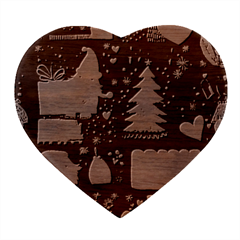 Christmas Santa Claus Heart Wood Jewelry Box by Posterlux