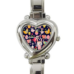 Bunny - Easter Pattern Heart Italian Charm Watch by kyorashop23