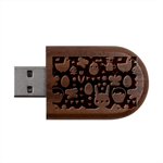 Bunny - Easter Pattern Wood Oval USB Flash Drive USB