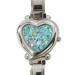 Snowy Winter Foliage, Adoxali, Christmas, Berry, Blue Heart Italian Charm Watch Front