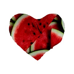 Watermelon, Fruit, Green, Red Standard 16  Premium Heart Shape Cushions by kyorashop23