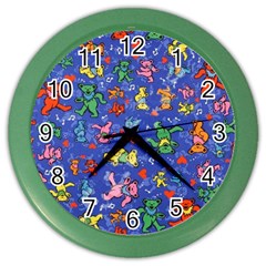 Grateful Dead Dancing Bears Pattern Color Wall Clock by Salmanaz77