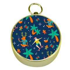 Colorful Funny Christmas Pattern Gold Compasses by Ket1n9