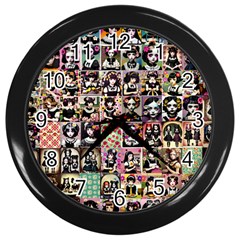 Spanish Gothic Girls Pattern Wall Clock (black) by violetheavensky