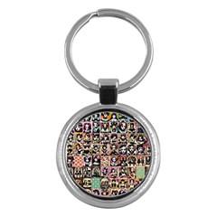 Spanish Gothic Girls Pattern Key Chain (round) by violetheavensky