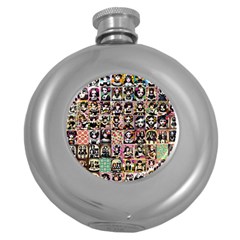 Spanish Gothic Girls Pattern Round Hip Flask (5 Oz) by violetheavensky