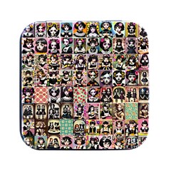 Spanish Gothic Girls Pattern Square Metal Box (black) by violetheavensky