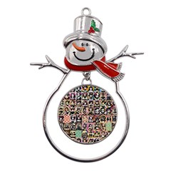 Spanish Gothic Girls Pattern Metal Snowman Ornament by violetheavensky