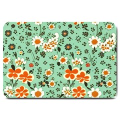 Retro 1960s Flowers Pattern 3 Large Doormat by violetheavensky