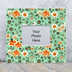 Retro 1960s Flowers Pattern 3 White Wall Photo Frame 5  X 7  by violetheavensky