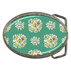 Retro 1960s Flowers Pattern 2 Belt Buckles by violetheavensky