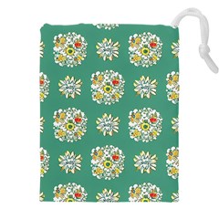 Retro 1960s Flowers Pattern 2 Drawstring Pouch (5xl) by violetheavensky