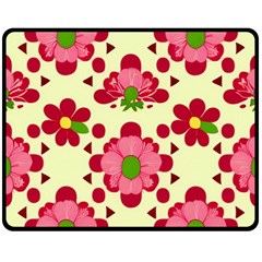 Retro 1960s Flowers Pattern 4 Two Sides Fleece Blanket (medium) by violetheavensky