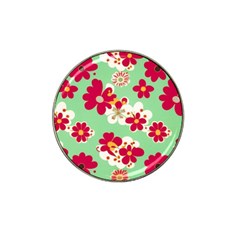 Retro 1960s Flowers Pattern Hat Clip Ball Marker by violetheavensky