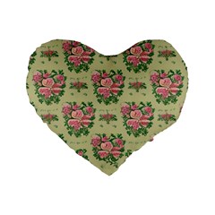 Retro 1880s Flowers Pattern 9 Standard 16  Premium Heart Shape Cushions by violetheavensky