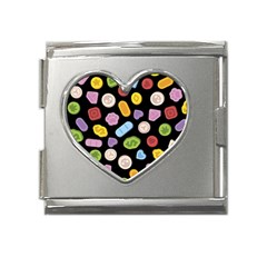 Ecstasy Pills Pattern Mega Link Heart Italian Charm (18mm) by Valentinaart